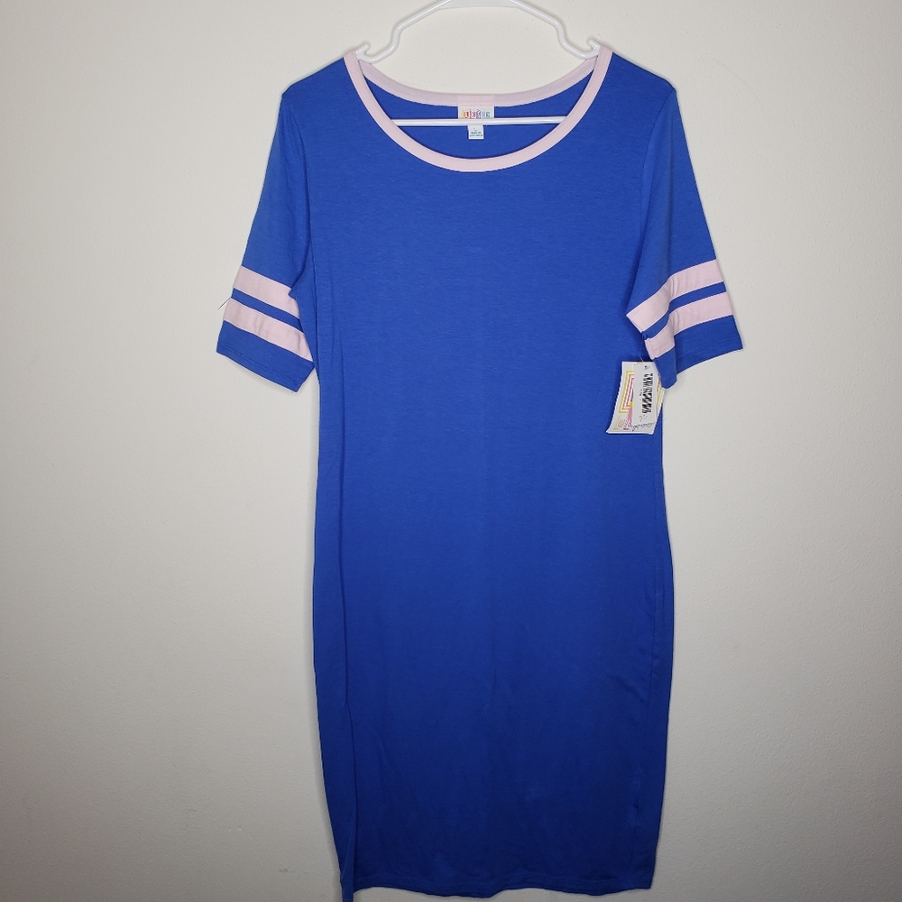 🔥Blue and Pink Striped Lularoe Julia - Picture 1 of 4
